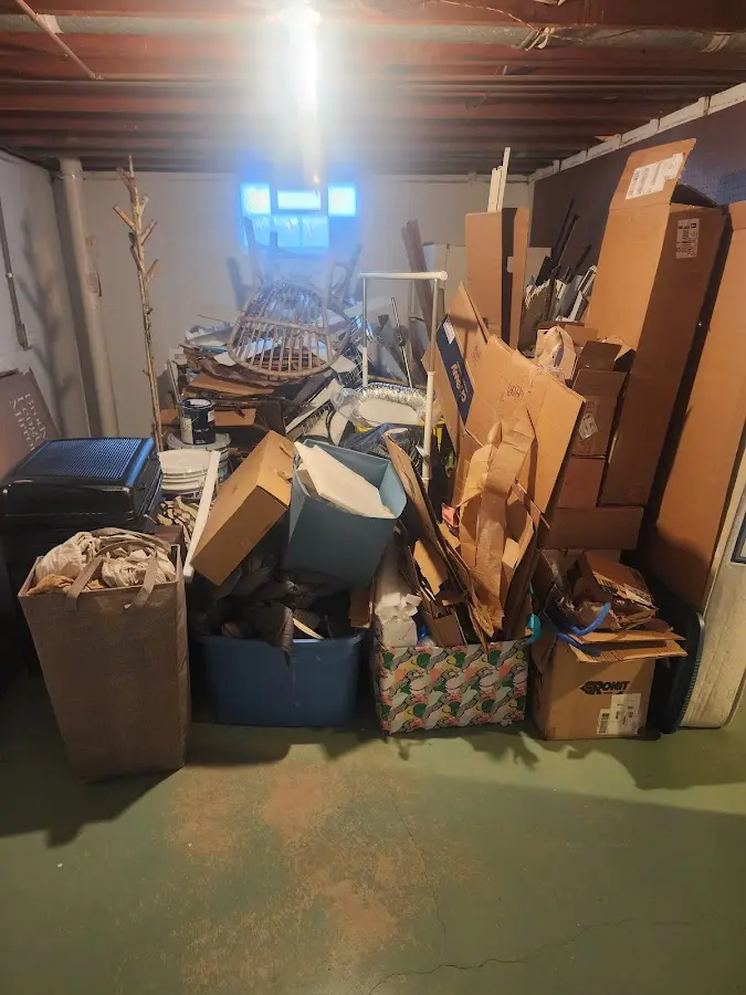 Roll-off dumpster container at job site for 6 Yard Dumpster Rental in Muskego